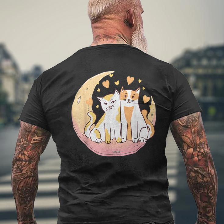 Kawaii Cat Purple Moon Celestial Feline Astrologer Stargazer Men's T-shirt Back Print Gifts for Old Men