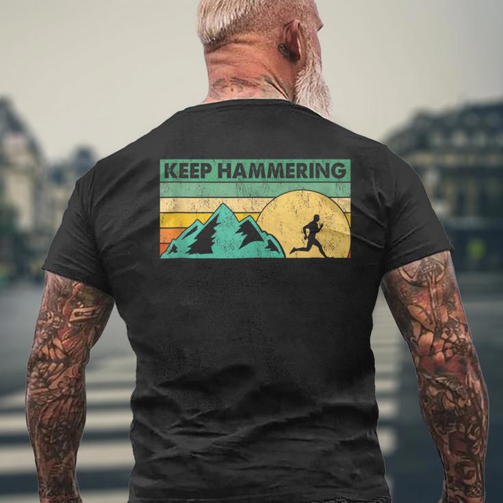 Keep Hammering Hiking Mountain Trail Running Vintage Retro Men's T-shirt Back Print Gifts for Old Men