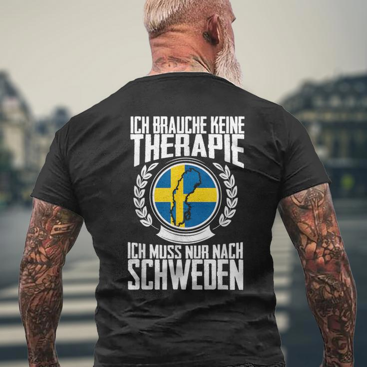 Keine Therapie Ich Muss Nur Nach Sweden T-Shirt mit Rückendruck Geschenke für alte Männer