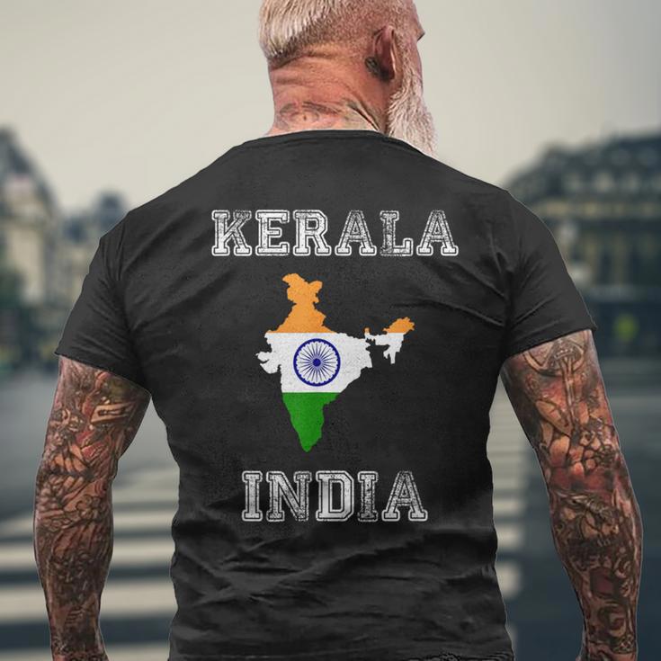 Kerala India Vintage India Flag Map Men's T-shirt Back Print Gifts for Old Men