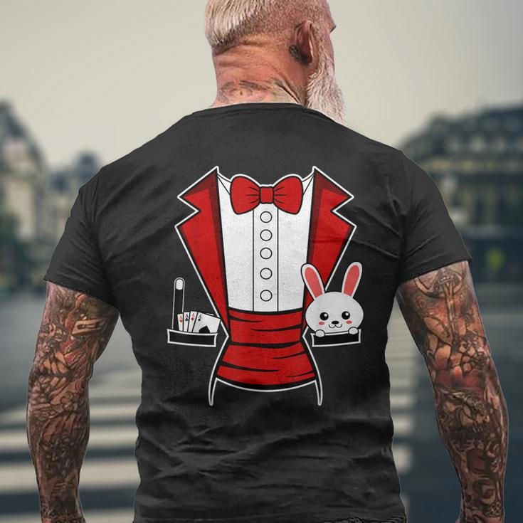 Kids Adult Halloween Magician Costume Tuxedo Magic Show Men Mens Back Print T-shirt Gifts for Old Men