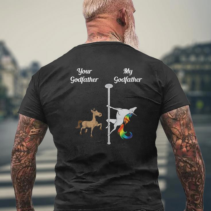 Kids Your Uncle My Godfather You Me Dancing Unicorn Mens Back Print T-shirt Gifts for Old Men