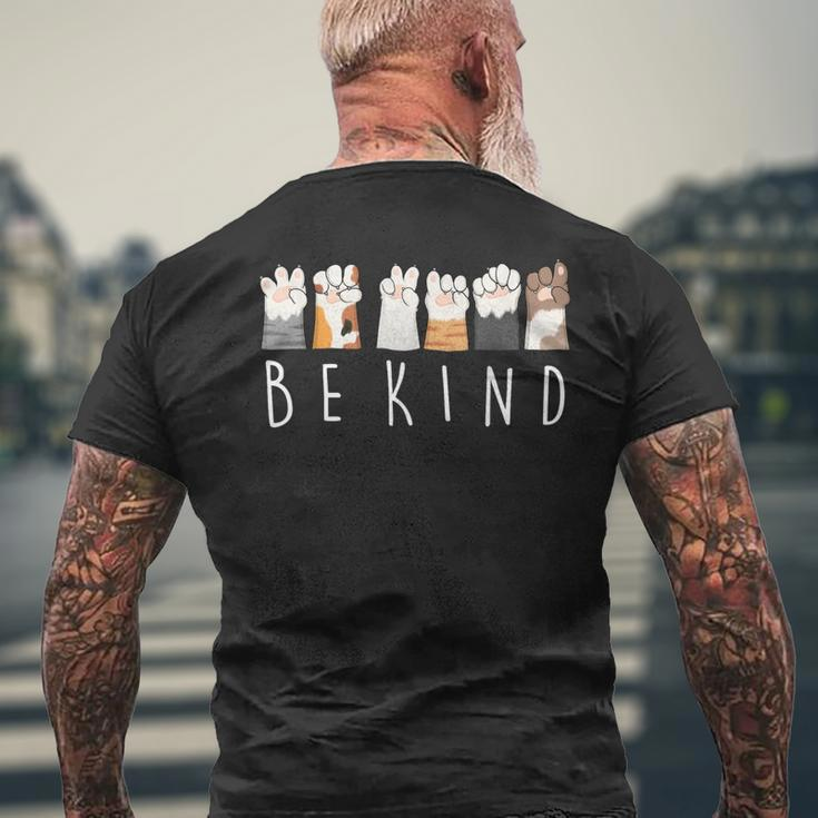 Be Kind Asl Sign Language Kindness Cat Paws Finger Signs Men's T-shirt Back Print Gifts for Old Men