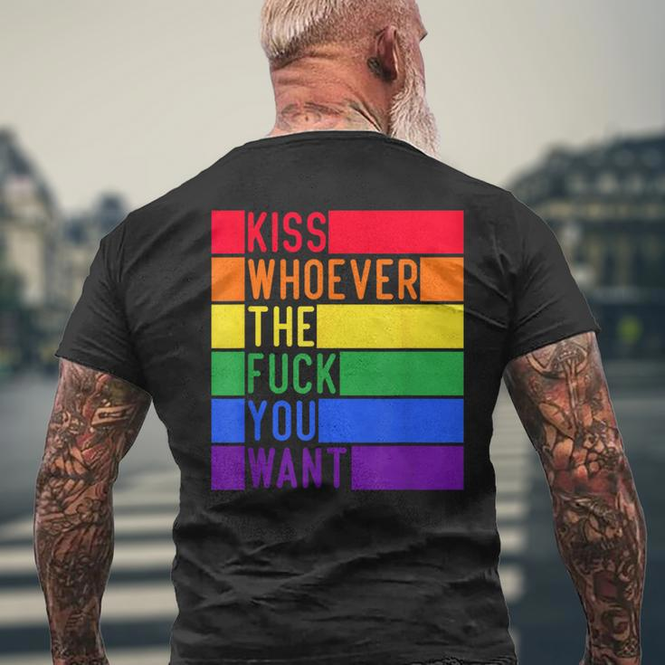 Kiss Whoever The F You Want Lgbt Gay Lesbian Awareness Men's T-shirt Back Print Gifts for Old Men