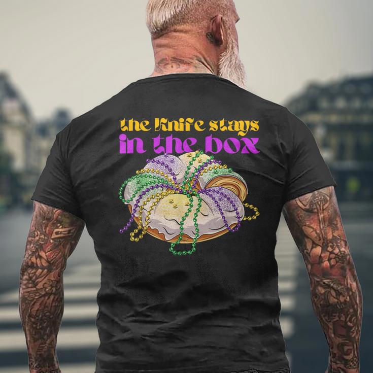 The Knife Stays In The Box Mardi Gras King Cake Men's T-shirt Back Print Gifts for Old Men