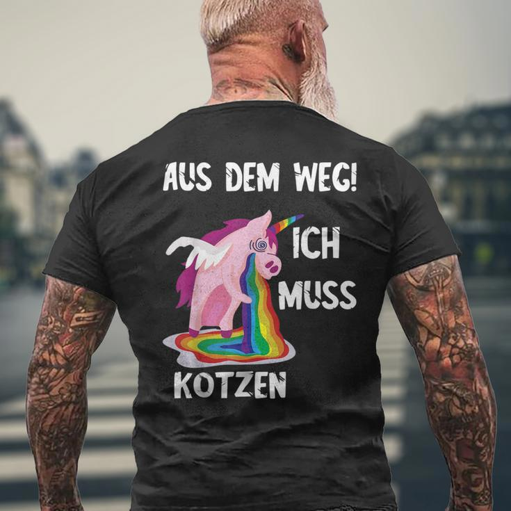 Kotz Unicorn Ich Muss Kotzen Party Unicorn Puke T-Shirt mit Rückendruck Geschenke für alte Männer