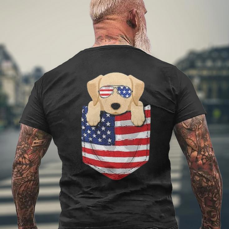 Labrador Dog Peeking Pocke Patriotic Father Men Men's T-shirt Back Print Gifts for Old Men