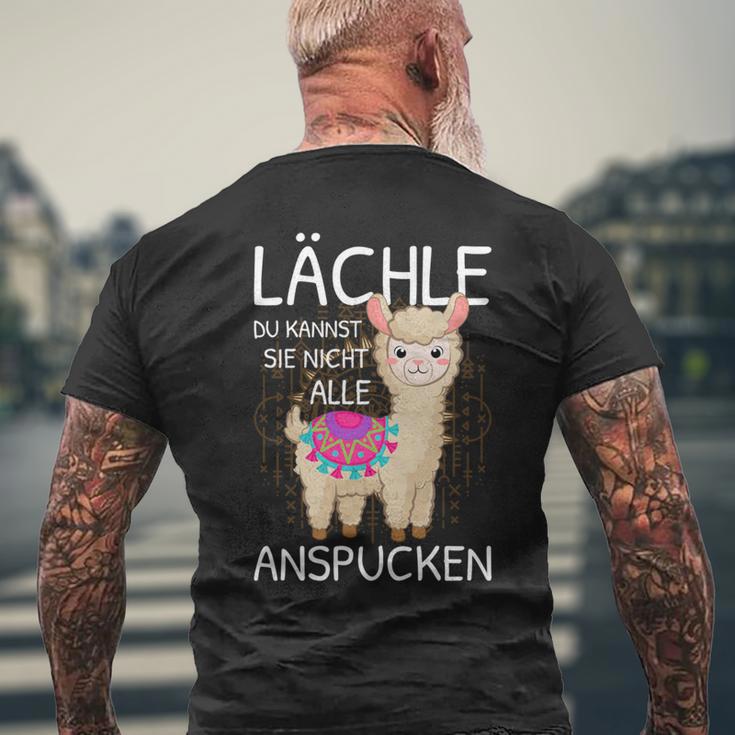 Lama Spruch Alpaka Lächle Du Kannst Sie Nicht Anspucken Lama T-Shirt mit Rückendruck Geschenke für alte Männer