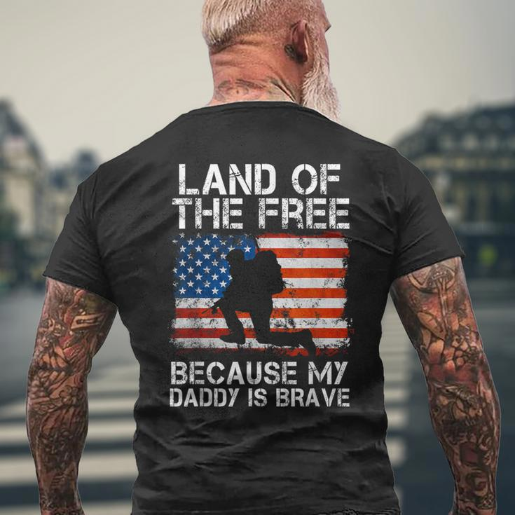 Land Of The Free Because My Daddy Is Brave Military Child Men's T-shirt Back Print Gifts for Old Men
