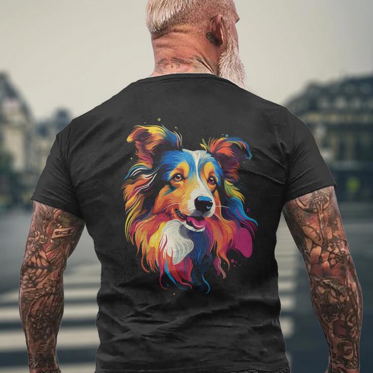 Langhaar Collie Welpe T-Shirt mit Rückendruck Geschenke für alte Männer