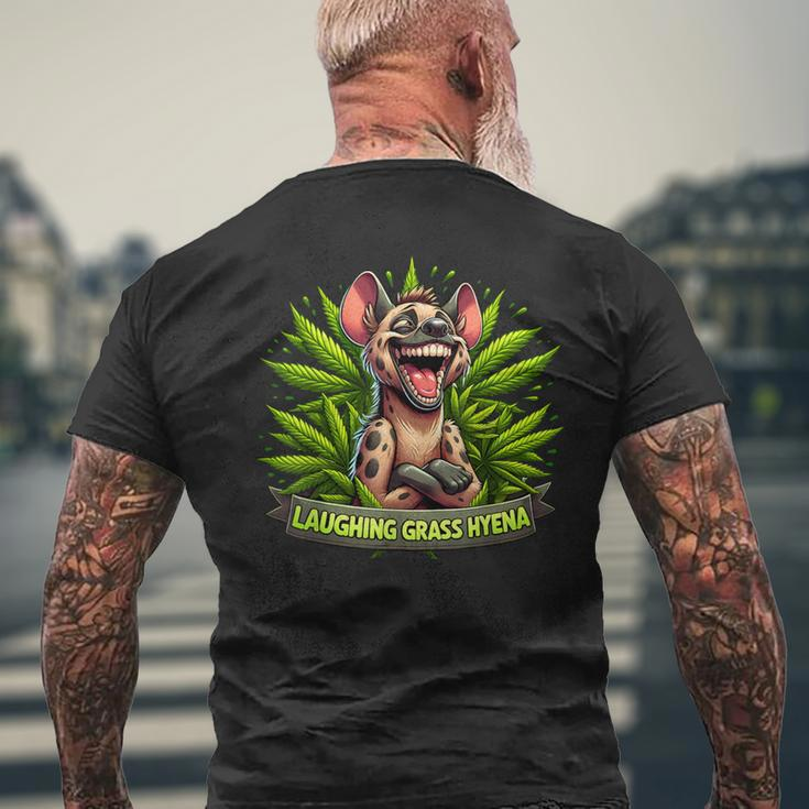 Laughing Grass Hyena Weed Leaf Cannabis Marijuana Stoner 420 Men's T-shirt Back Print Gifts for Old Men