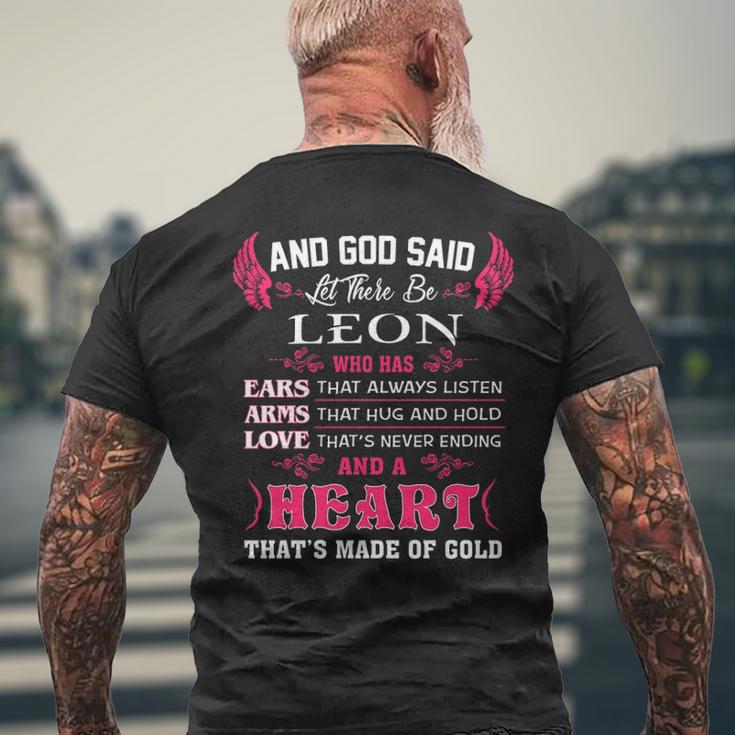 Leon Name And God Said Let There Be Leon Mens Back Print T-shirt Gifts for Old Men
