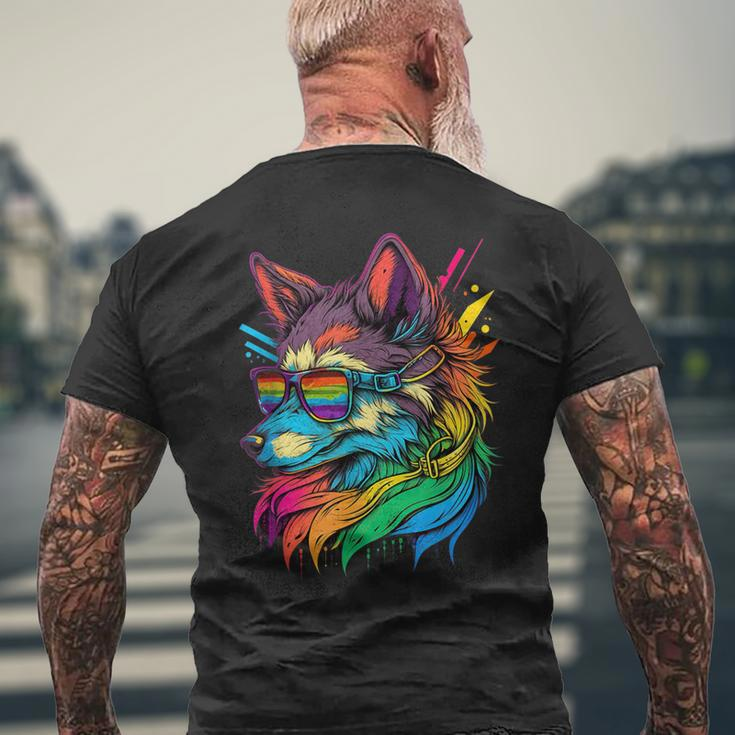 Lesbian Lgbt Gay Pride Wolf Men's T-shirt Back Print Gifts for Old Men