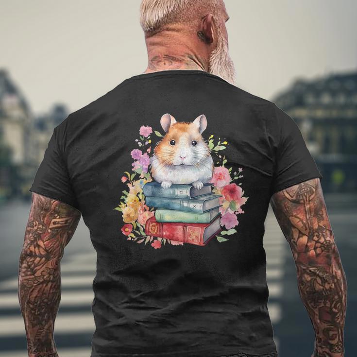 Lesebücher Buchliebhaber Hamster Und Aquarell Bücher T-Shirt mit Rückendruck Geschenke für alte Männer