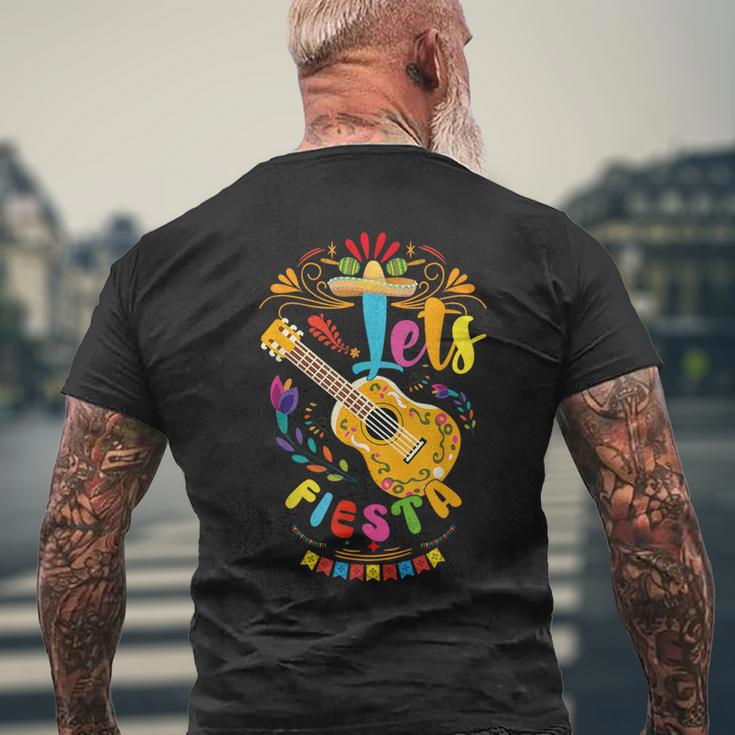 Let's Fiesta Cinco De Mayo Mexican Party Guitar Hat Lover Men's T-shirt Back Print Gifts for Old Men