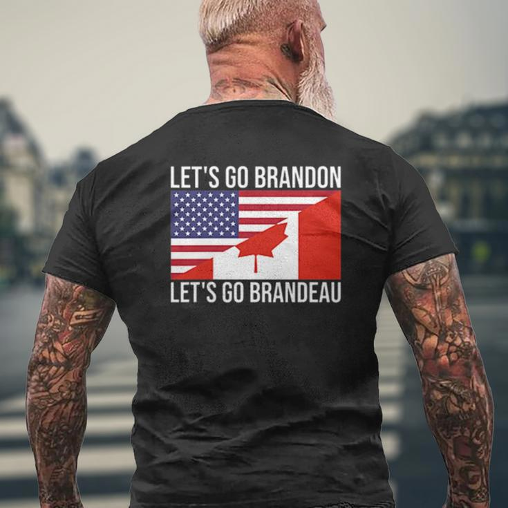 Let's Go Brandeau Usa Canada Flag Freedom Convoy Trucker Mens Back Print T-shirt Gifts for Old Men