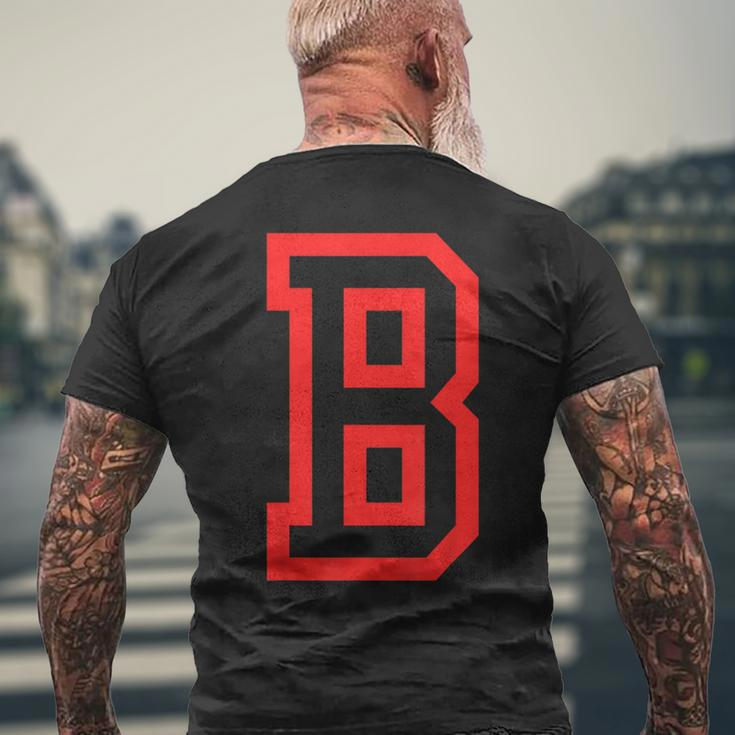 Letter B Large And Bold Outline In Red Men's T-shirt Back Print Gifts for Old Men