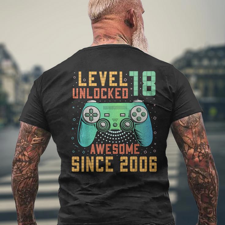 Level 18 Unlocked 18Th Birthday 18 Year Old Gamer Bday Men's T-shirt Back Print Gifts for Old Men