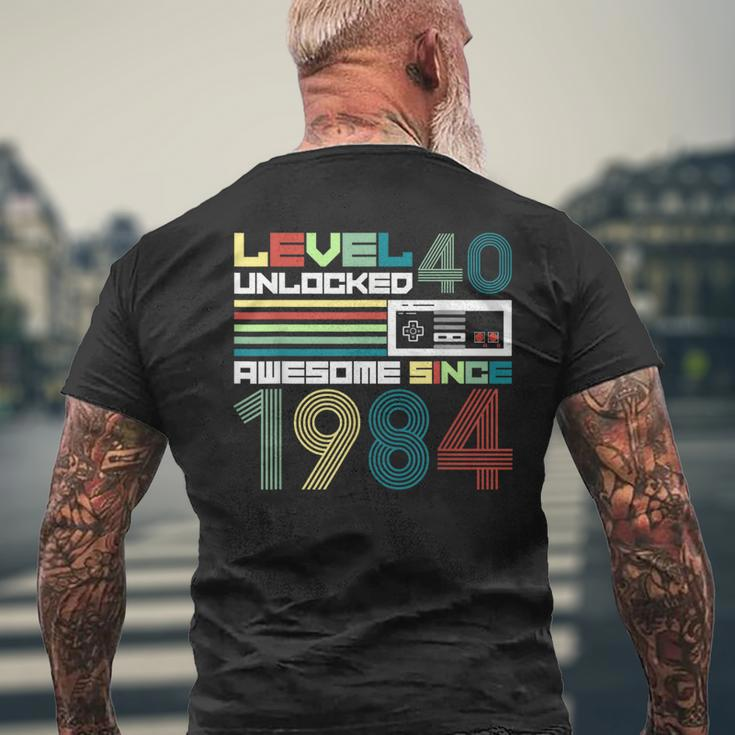 Level 40 Unlocked Since 1984 Video Gamer 40Th Birthday Men's T-shirt Back Print Gifts for Old Men