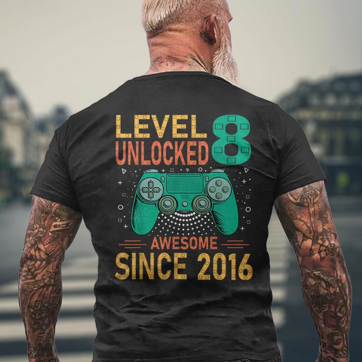 Level 8 Unlocked Birthday 8Th Birthday Gaming 8 Years Old Men's T-shirt Back Print Gifts for Old Men