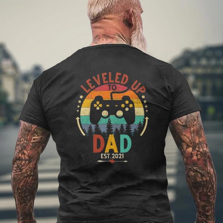 I Leveled Up To Dad Est 2021 Video Gamer Mens Back Print T-shirt Gifts for Old Men
