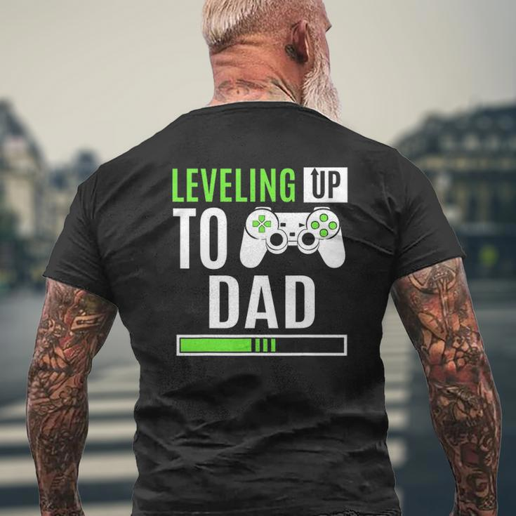 Leveling Up To Dad Gaming Baby Gender Reveal Announcement Mens Back Print T-shirt Gifts for Old Men