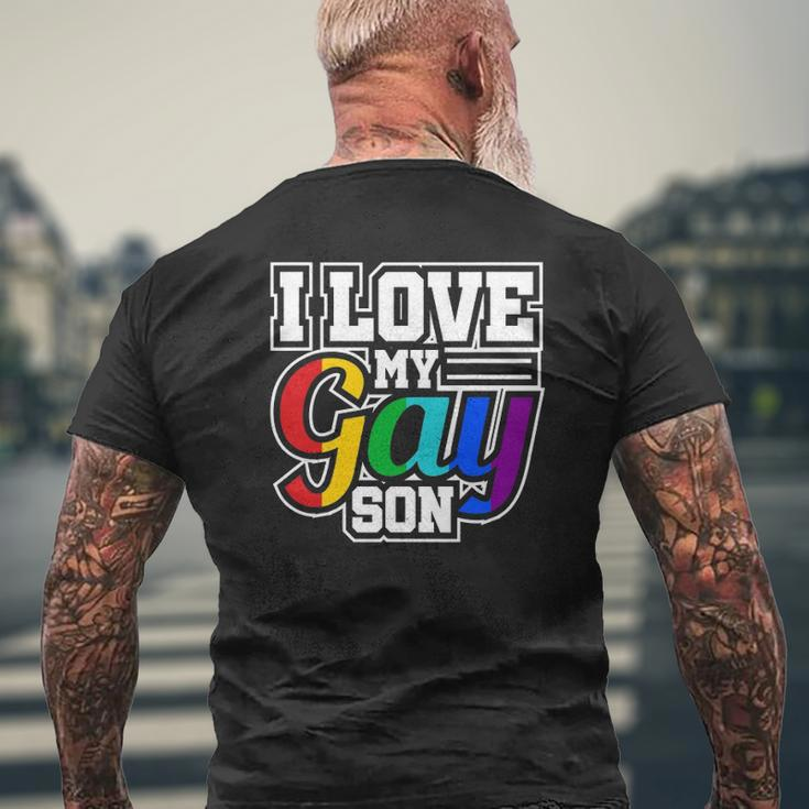 Lgbt Lesbian Gay Pride I Love My Gay Son Mens Back Print T-shirt Gifts for Old Men