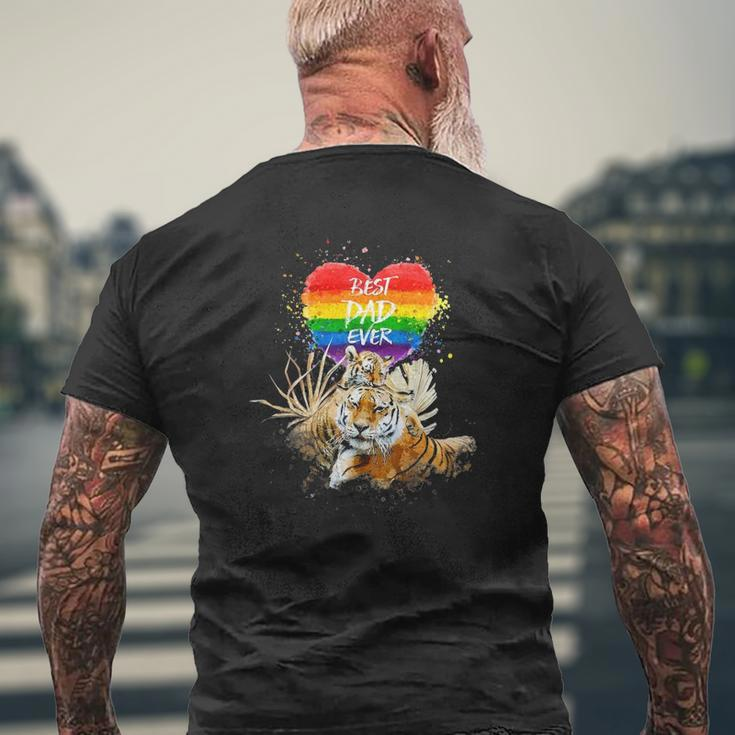 Lgbt Pride Daddy Tiger Rainbow Best Dad Ever Father's Day Mens Back Print T-shirt Gifts for Old Men