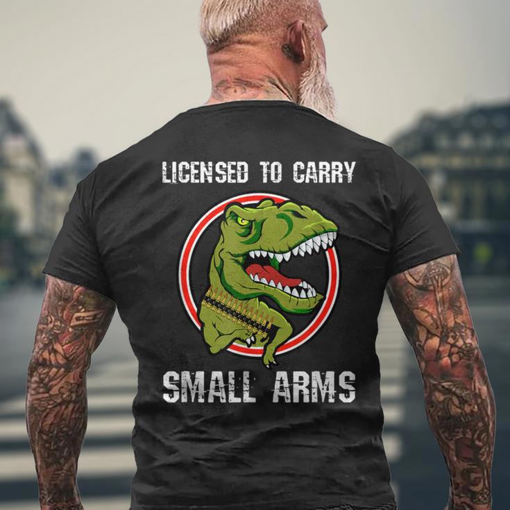 Licensed To Carry Small Arms Firearm T-Rex Gun Men's T-shirt Back Print Gifts for Old Men