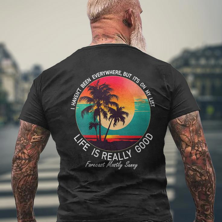 Life Is Really Good Hawaiian Vintage 80S Palm Trees Sunset Men's T-shirt Back Print Gifts for Old Men