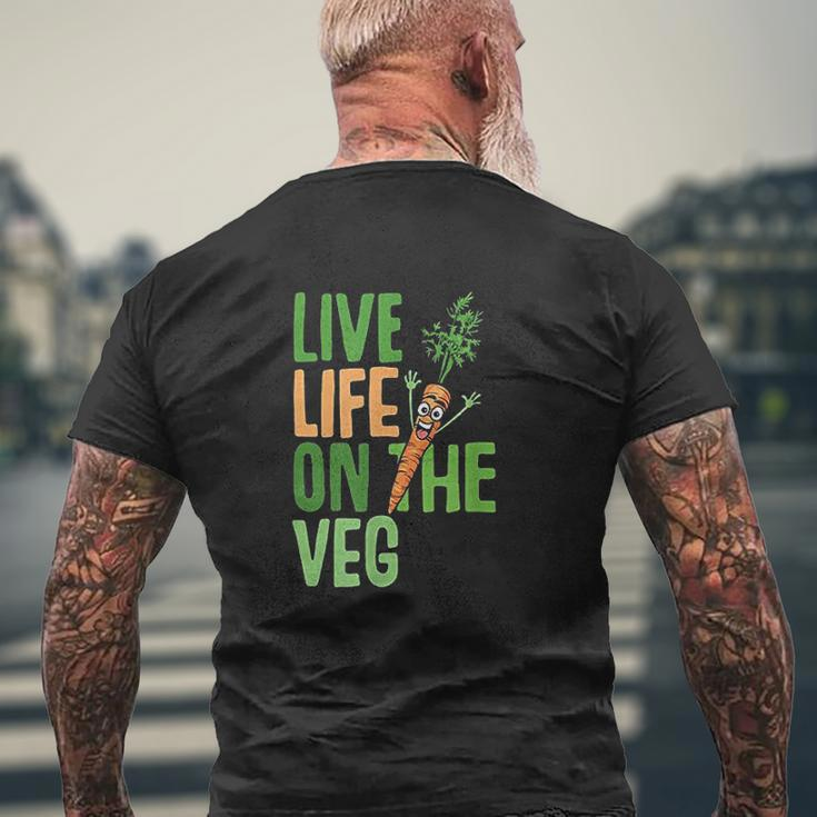 Life On The Veg Vegan Slogan Plant Power Cute Graphic Mens Back Print T-shirt Gifts for Old Men