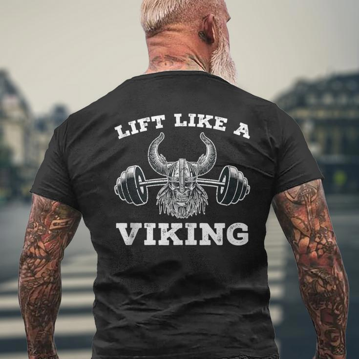 Lift Like A Viking Weight Lifting Gym Workout Fitness Men's T-shirt Back Print Gifts for Old Men