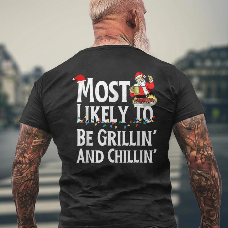 Most Likely To Be Grillin' And Chillin' Santa Grilling V2 Mens Back Print T-shirt Gifts for Old Men