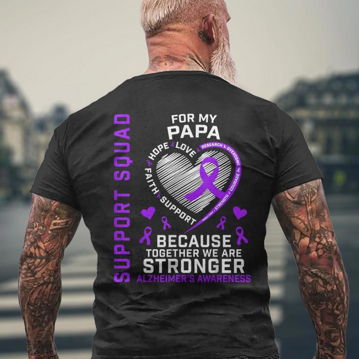 Lila Band Papa Alzheimers Bewusstsein Passende Outfits T-Shirt mit Rückendruck Geschenke für alte Männer