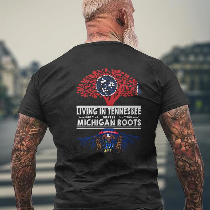 Living In Tennessee With Michigan Roots Mens Back Print T-shirt Gifts for Old Men