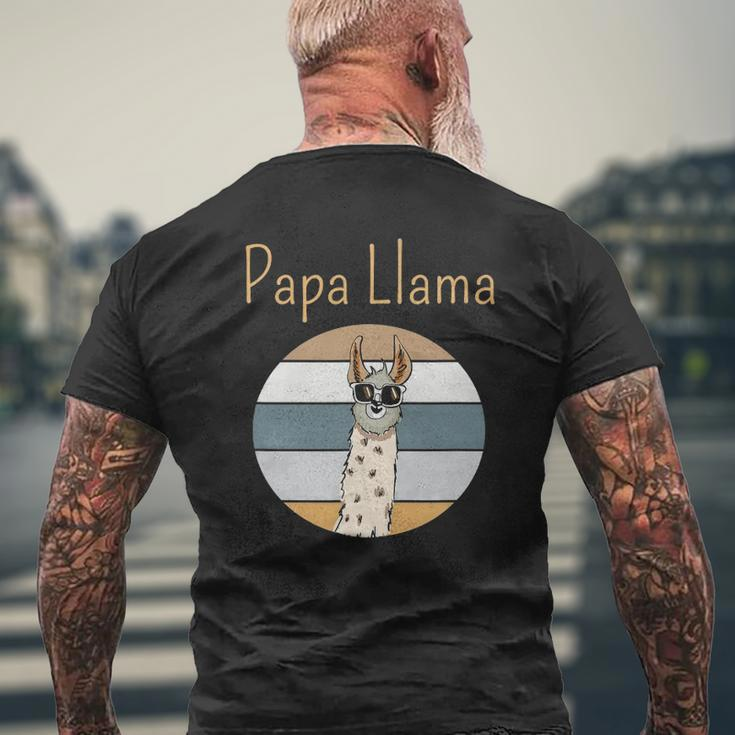Llama Dad Matching Papa Alpaca Lover Father's Day Mens Back Print T-shirt Gifts for Old Men