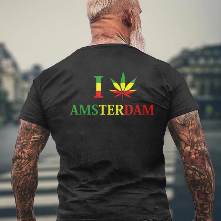 I Love Amsterdam Hemp Leaf Reggae Kiffer T-Shirt mit Rückendruck Geschenke für alte Männer