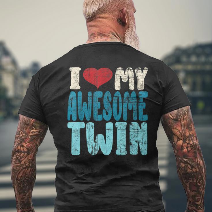 I Love My Awesome Twin Twins Brothers Matching Distressed Men's T-shirt Back Print Gifts for Old Men