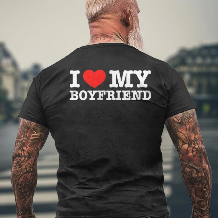 I Love My Boyfriend Pocket Graphic Matching Couples Men's T-shirt Back Print Gifts for Old Men