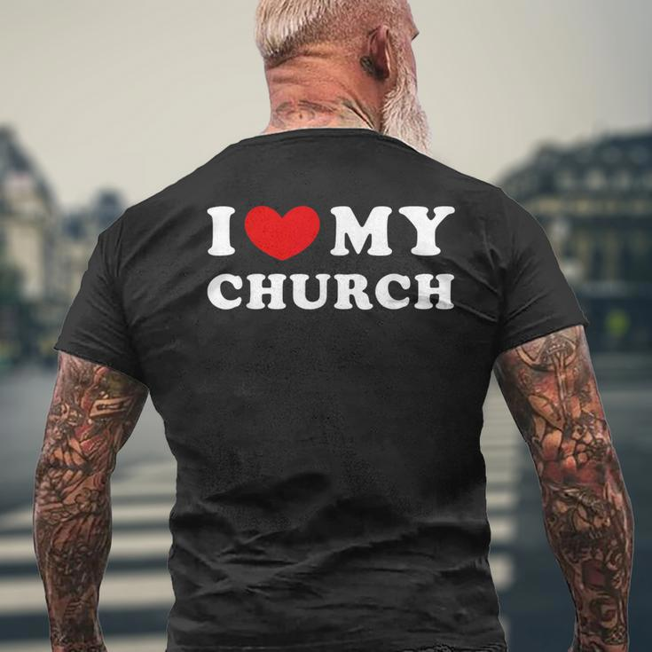 I Love My Church I Heart My Church Men's T-shirt Back Print Gifts for Old Men