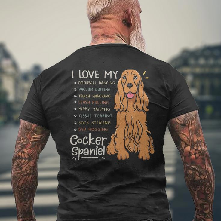 I Love My Cocker Spaniel Dog Mom Dad Men's T-shirt Back Print Gifts for Old Men
