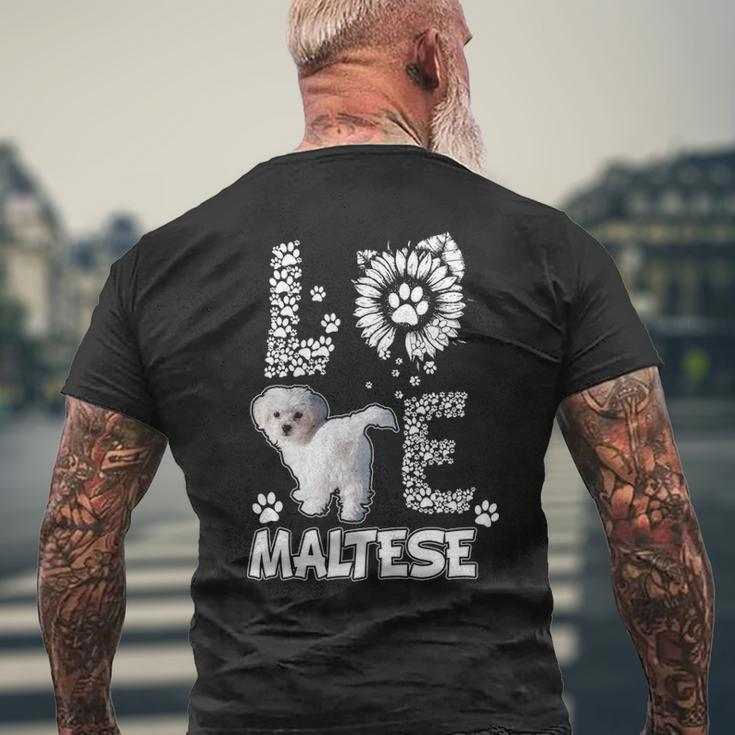 Love Maltese Dog Paw Sunflower Lover Costume Men's T-shirt Back Print Gifts for Old Men