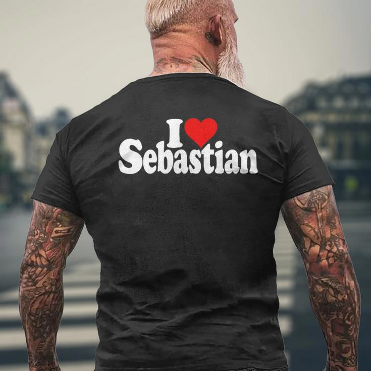 I Love Heart Sebastian Name On A Men's T-shirt Back Print Gifts for Old Men