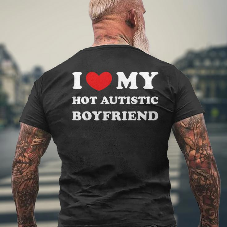 I Love My Hot Autistic Boyfriend I Heart My Hot Autistic Bf Men's T-shirt Back Print Gifts for Old Men