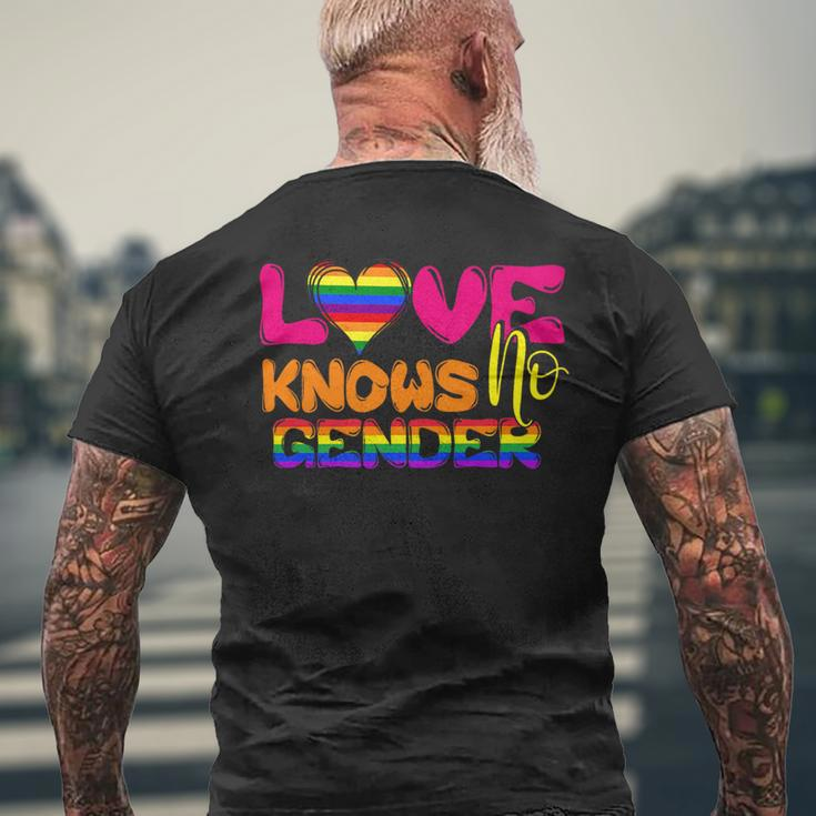 Love Knows No Gender Lgbtq Equality Gay Lesbian Pride Men's T-shirt Back Print Gifts for Old Men