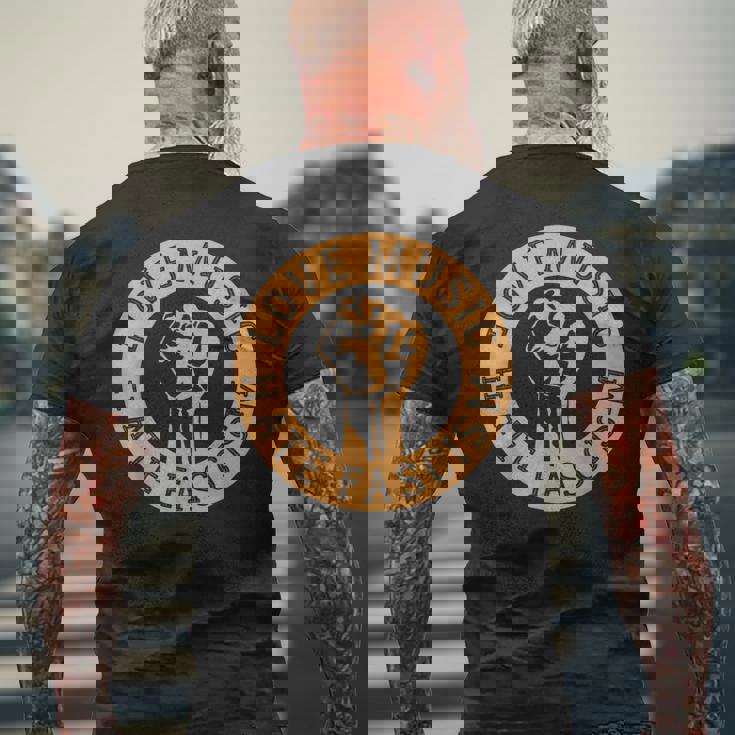 Love Music Hate Fascism I Contre Droite Contre Nazis T-shirt imprimé au dos Cadeaux pour les vieillards