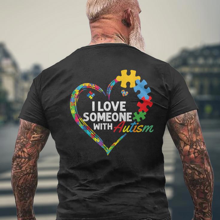 I Love Someone With Autism Heart Puzzle Men's T-shirt Back Print Gifts for Old Men