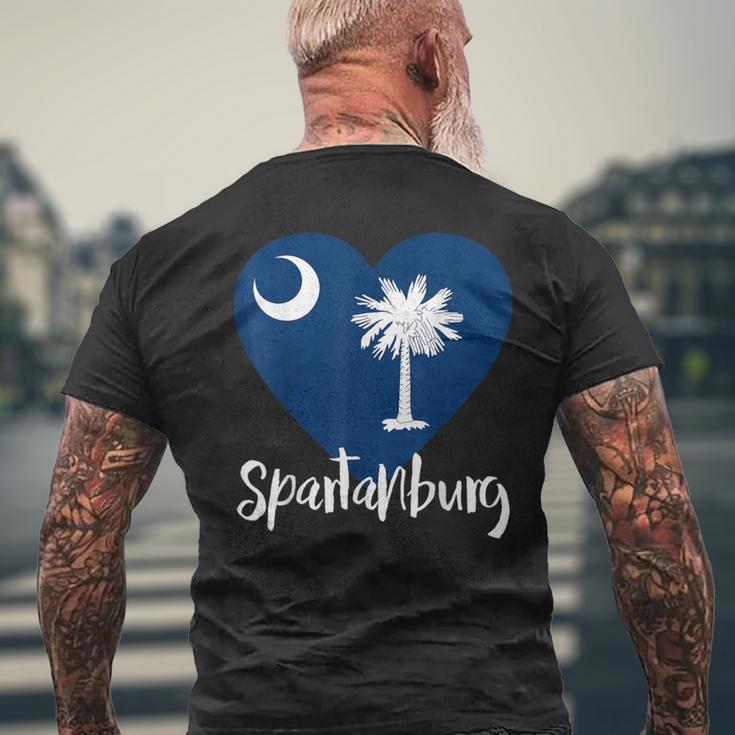 I Love Spartanburg South Carolina City Sc Flag Heart Men's T-shirt Back Print Gifts for Old Men