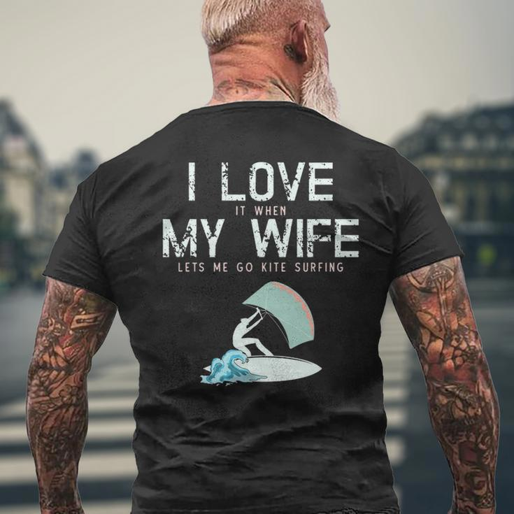 I Love My Wife Kite Surfing Men's T-shirt Back Print Gifts for Old Men