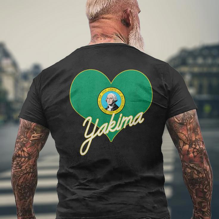 I Love Yakima Washington Heart State Flag Hometown Pride Men's T-shirt Back Print Gifts for Old Men